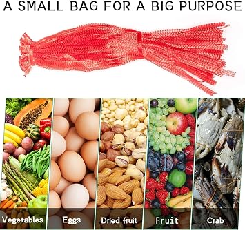 100Pcs 24''Seafood Bags, Red Mesh Produce Bags, Crawfish Supplies | Reusable Mesh Produce Bags for Fruits and Vegetables, Breathable Storage Bags for Onions, Potatoes, Crawfish amd Seafood