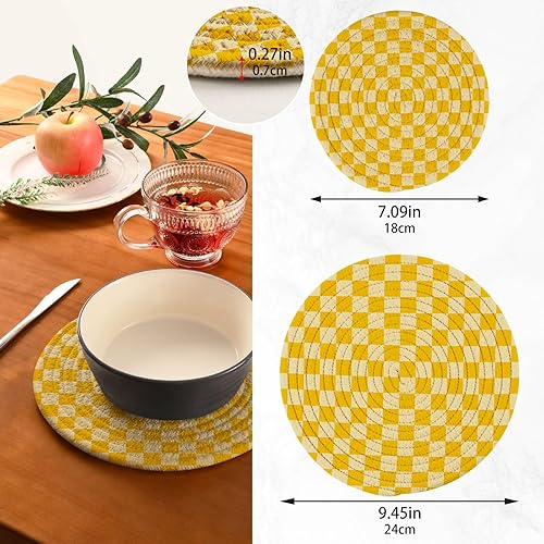 Miniatura 239 de Trivets for Hot Dishes Pots and Pans 2 PC Pot Holders Heat Resistant Cotton Round Potholders for Kitchen Countertop Decorative Autumn Maple Leaves