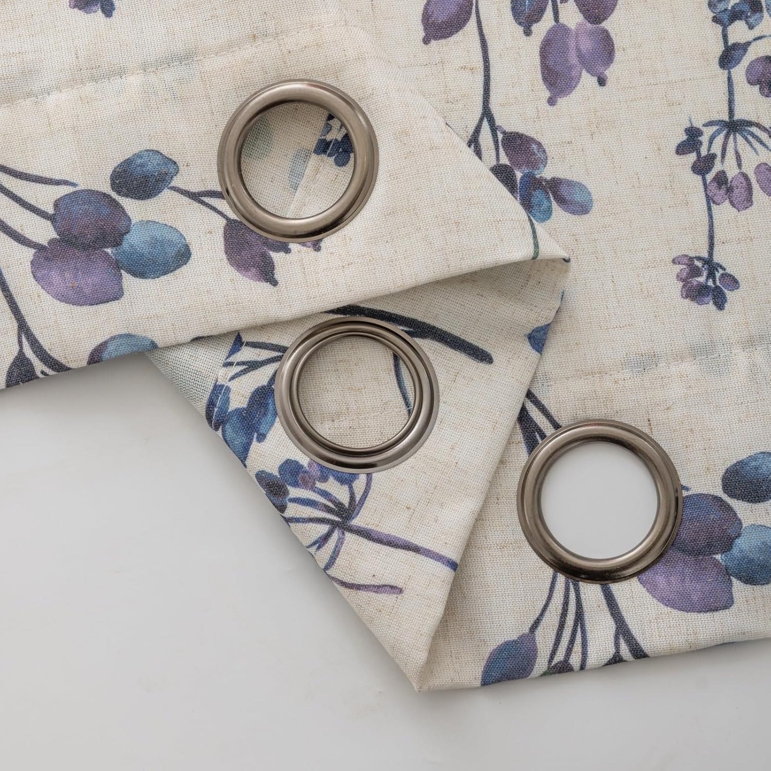 Floral Curtains 84 inches Long Linen Curtains for Living Room Bedroom Cottagecore Farmhouse Light Filtering Rustic Boho Semi Sheer Window Drapes Grommet 2 Panels, Blue, W50 x L84