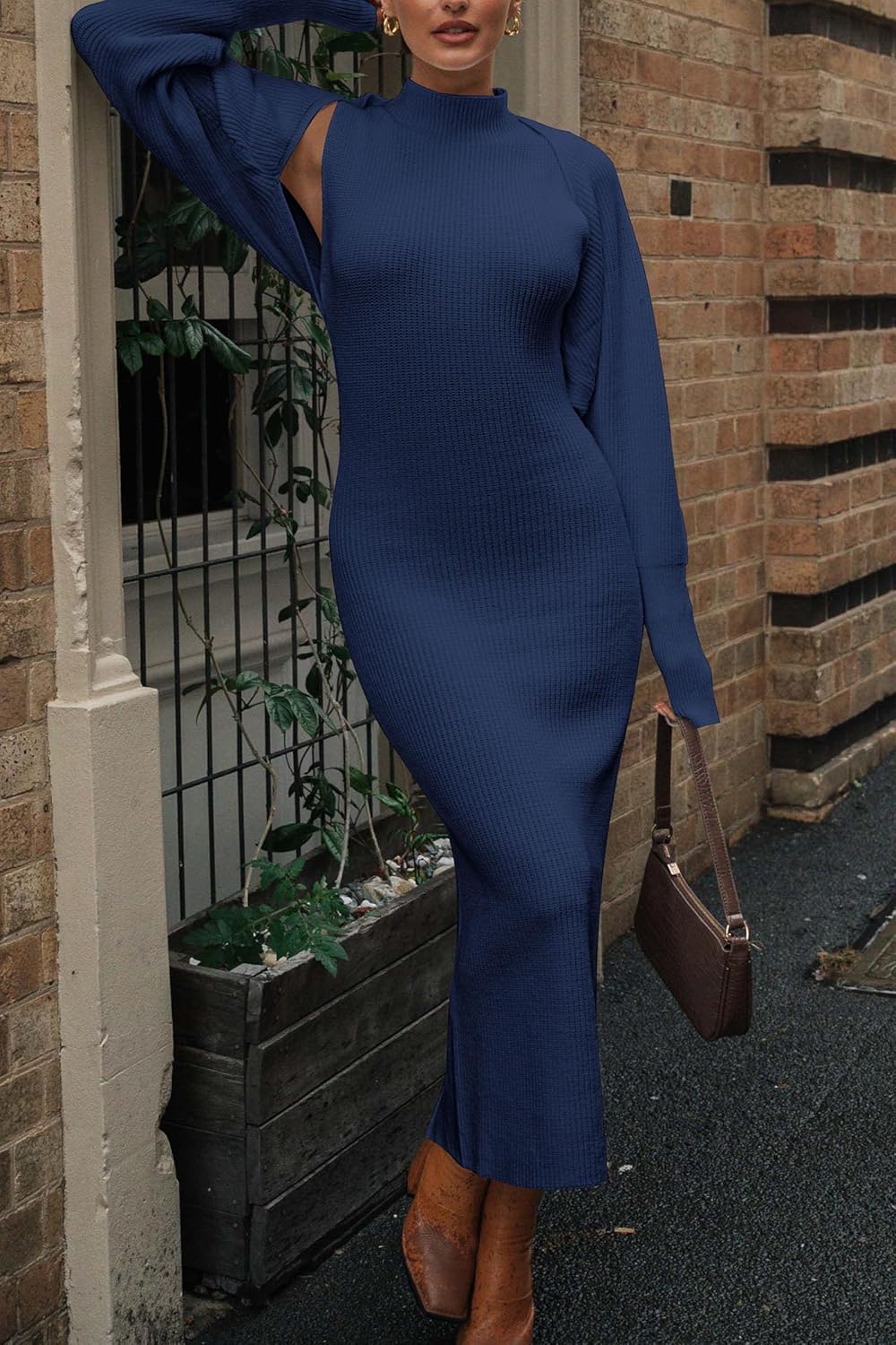 PRETTYGARDEN Women's Fall 2 Piece Outfits Knit Long Sleeve Cropped Cardigan Pullover Sweater Maxi Dress Sets Winter Clothing - Image 4