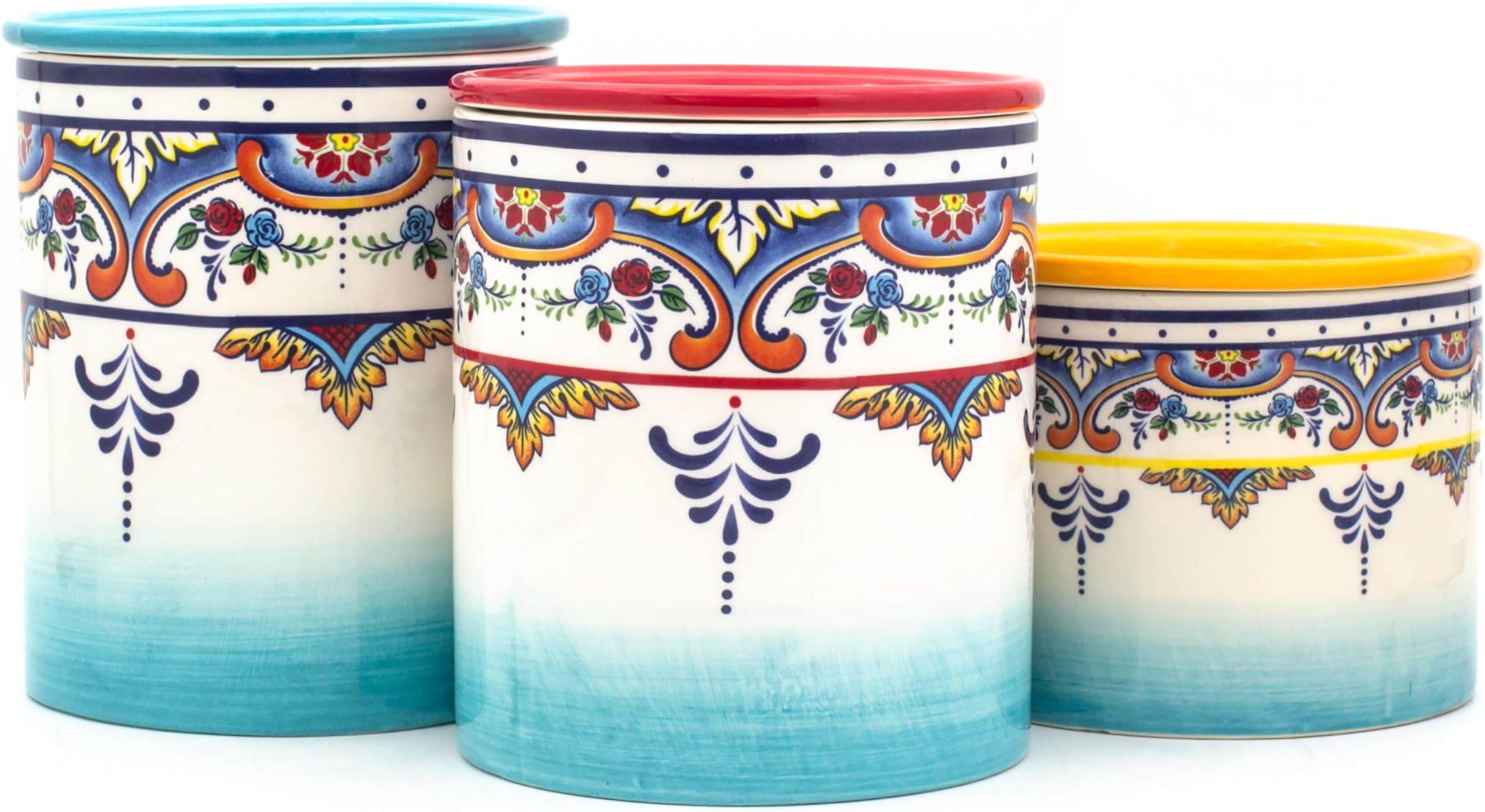 EuroCeramica Zanzibar Zanzibar-3pcs Canister, 3-Piece Set, Multicolor