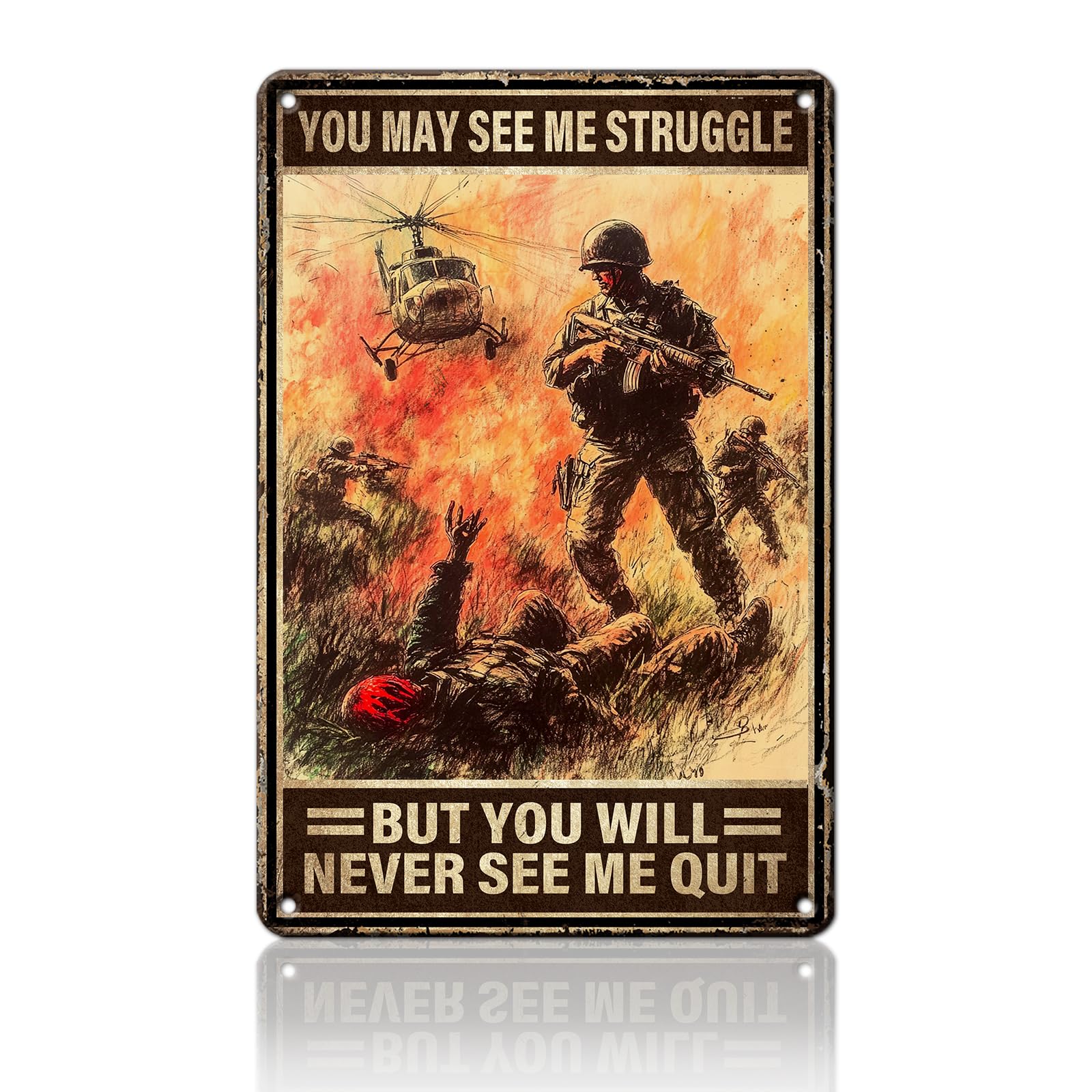 Anceky You May See Me Struggle But You Will Never See Me Quit Sign Funny Metal Tin Sign Wall Decor for Home Bar Cafe Kitchen Garage 12×16 Inch