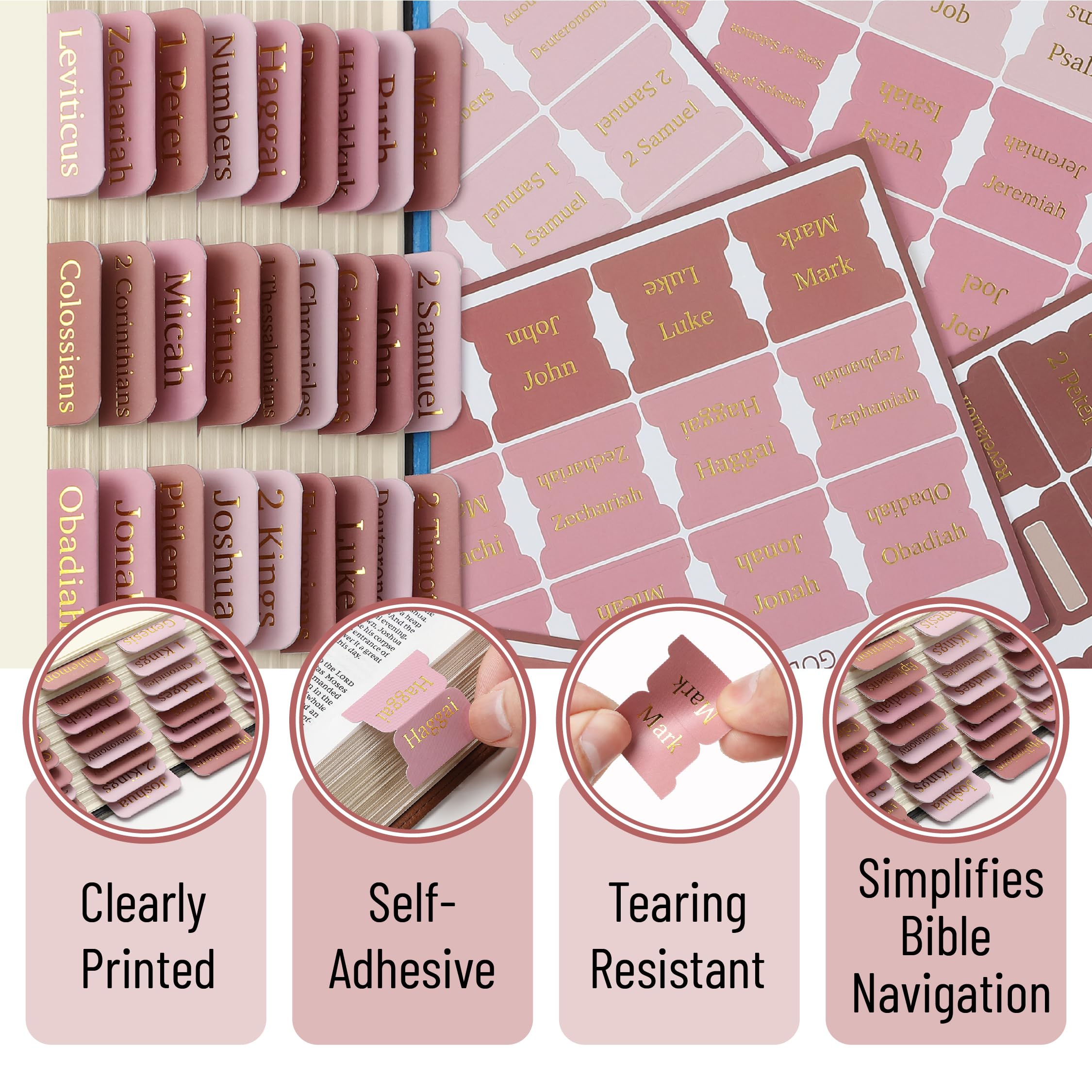 Gold Embossed Bible Tabs - 75 Printable Tabs For Bible Organization & Study