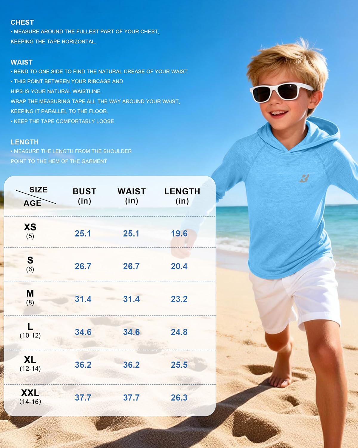 Roadbox Boys Rash Guard Hooded Fishing Shirt, Kids UPF 50+ Long Sleeve Sun Hoodie, Youth UV Protection Beach Swim Shirts - Image 7