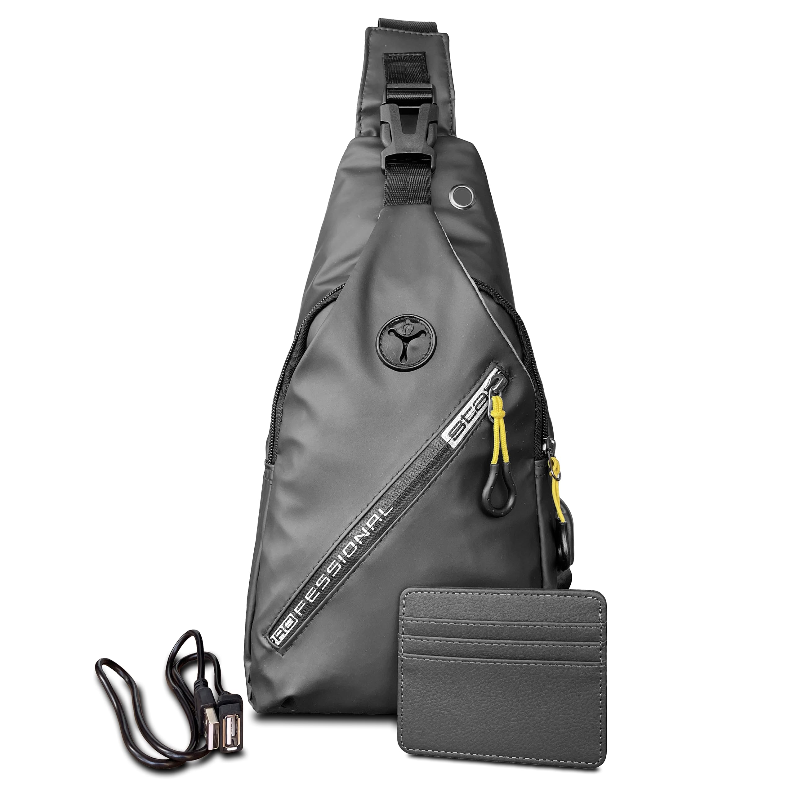 Bandolera Unisex - Bolso de Pecho - Bolso Cruzado Multiusos - Mochila Pequeña de Hombre con Puerto Usb - Bandolera ligera, Ideal para Viaje y Deporte.
