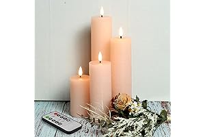 duduta Blush Pink Slim Tall Flameless Pillar Candles with Remote