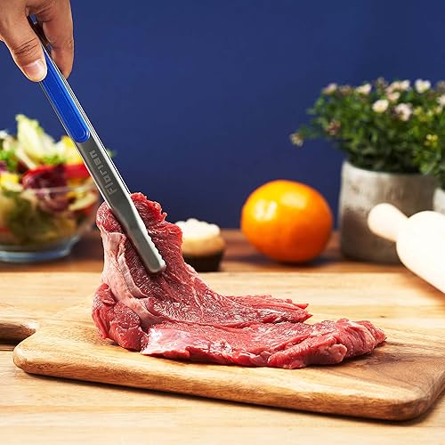 Miniatura 3 de (Florian) Pinzas multipropuesta de 10.04 pulgadas de acero inoxidable de alta resistencia, resorte de límites, borde liso para alimentos, barbacoa,