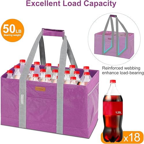 Miniatura 4 de Bolsa de alimentos reutilizable, bolsa tote extragrande para mujeres, plegable, bolsa de la compra grande para alimentos, almacenamiento, pícnics,