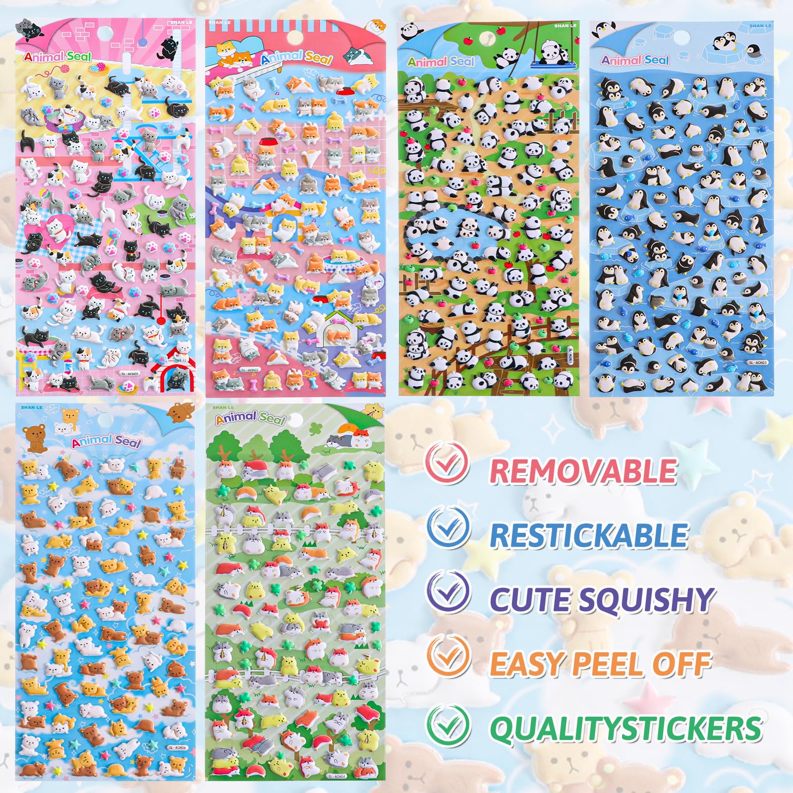 Cute Puffy Stickers for Kids 600+ - Image 3