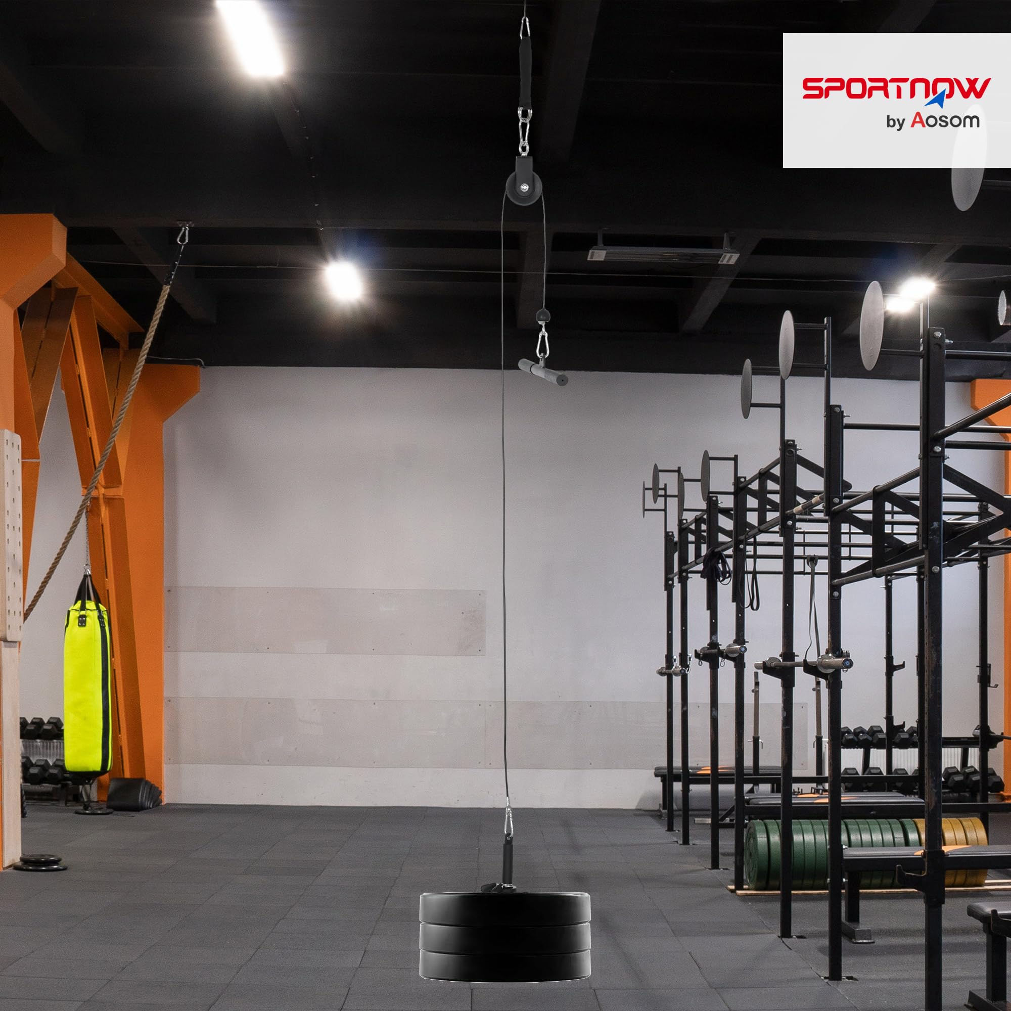 SPORTNOW System koła pasowego maszyny linowej, system Lat Pull Down z obciążeniem DIY do domowej siłowni, bicepsów, treningu ramion i pleców