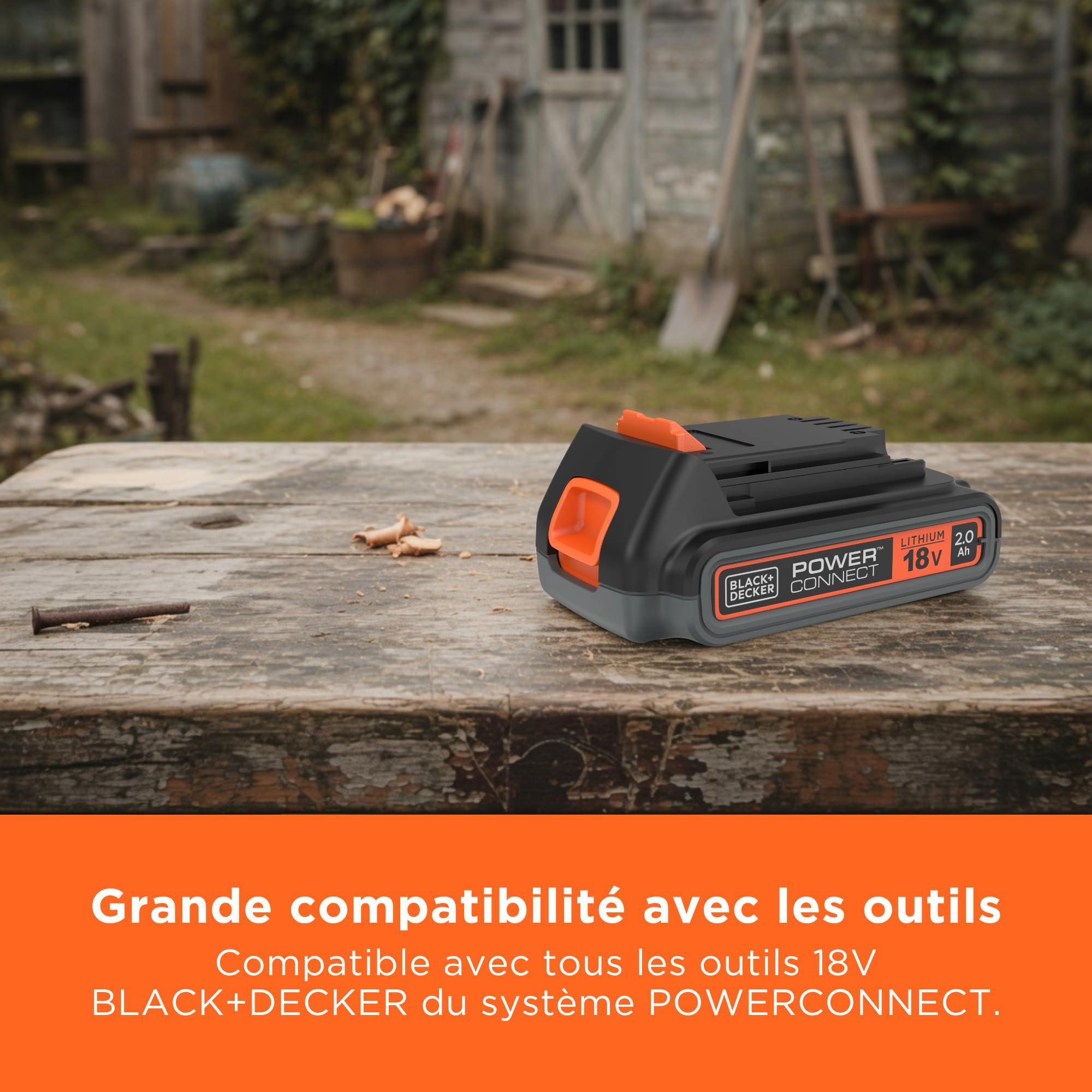 Black+Decker Kit de Démarrage Powerconnect 18 V avec Batterie 2, 0 Ah et Chargeur Rapide 2 A, BDC2A20-QW