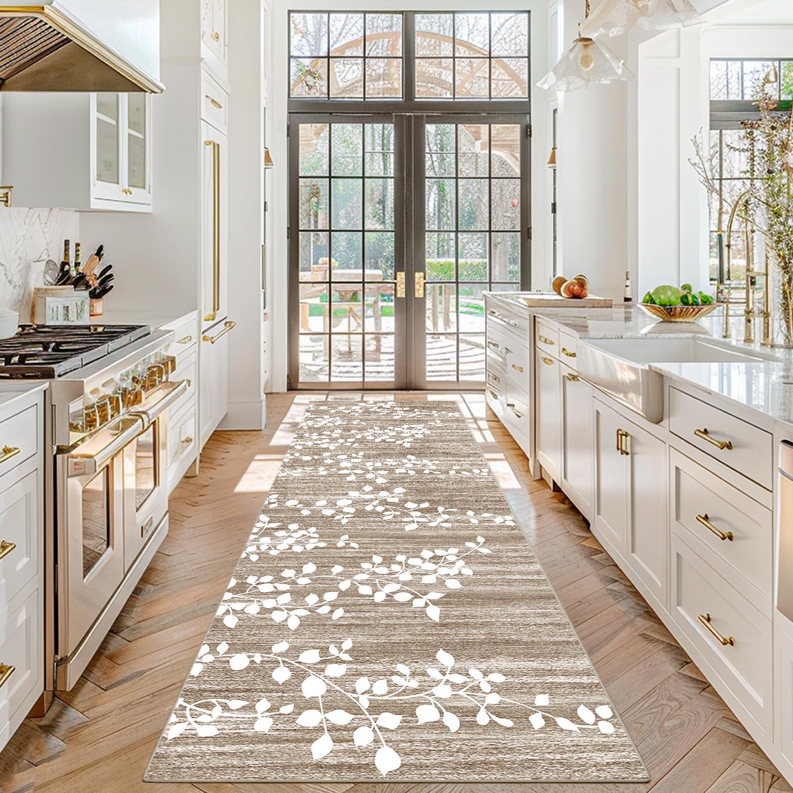 Stqyeiw Heavy Duty Carpet Runners for Hallway Non Slip Hallway Kitchen Runners Rugs for Tiles,Wood, Hard Floors Washable 100 x 400 cm Rugs For Corridor, Entryway, Kitchen, Laundry Room, Beige