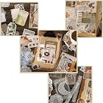 260 Pièces Vintage Scrapbook Fournitures ScrapBook Paper Pack, yuuzue Stickers Papier Décoratif Scrapbook Collection pour Journal Arts Crafts Album Journals Planificateurs, Accueil