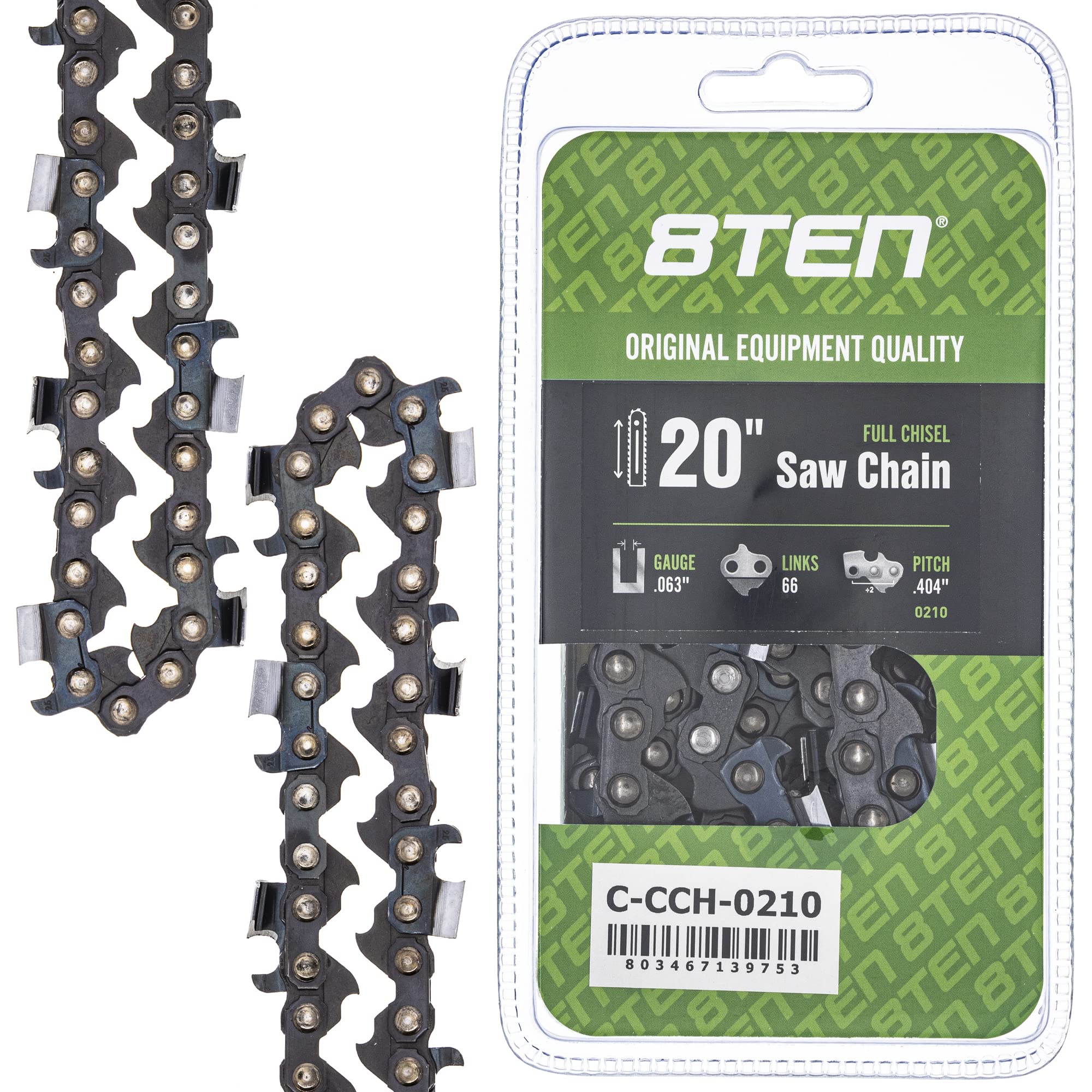 Amazon.com: 8TEN Full Chisel Chainsaw Chain 20 Inch .063 .404 66DL