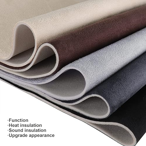 Miniatura 5 de Tela de gamuza para techo de automóvil con respaldo de espuma de 19 pulgadas (0.118 in), suave y duradera para techo de automóvil, asiento de barco,