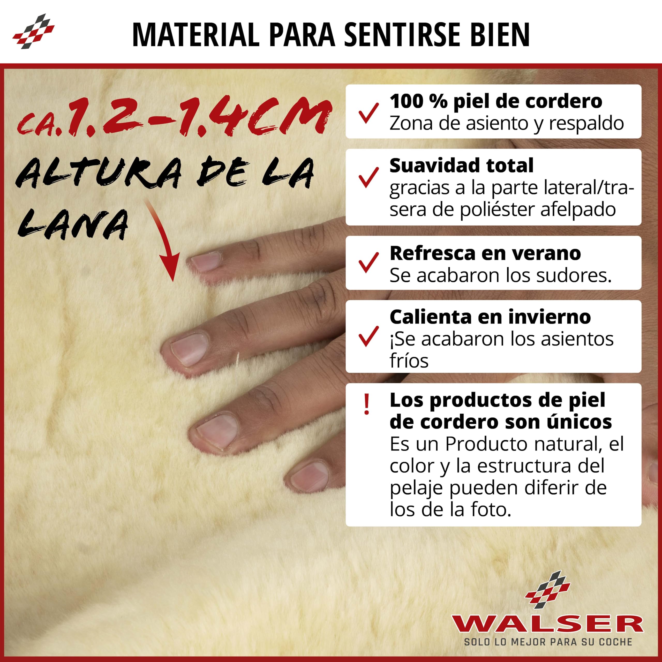 Walser Funda de Asiento de Piel de Cordero para Coche Trish, Premio Muy Bueno* Funda de Asiento de Piel de Cordero para Coche, 1 Pieza Antracita