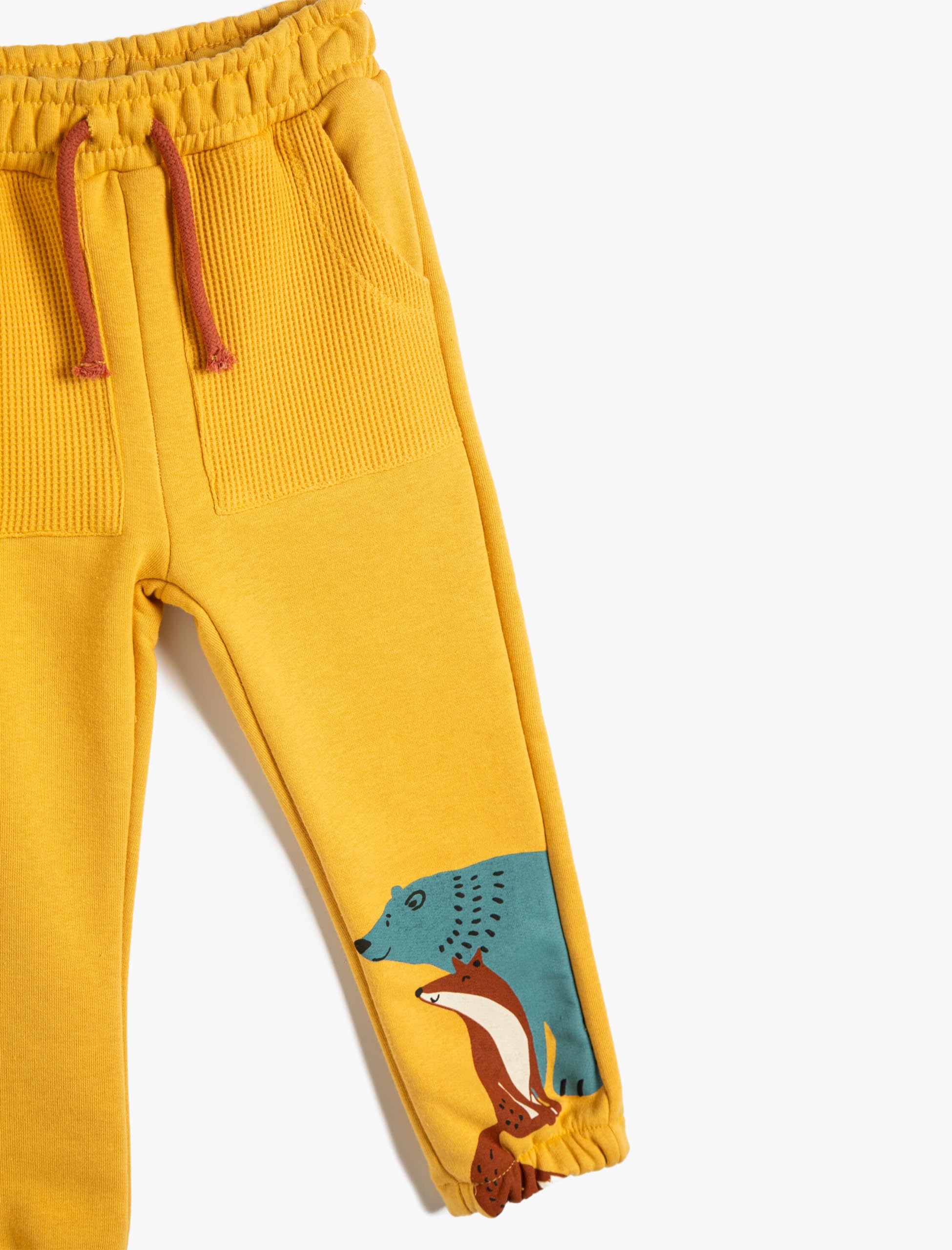 Koton Jogger Sweatpants Animal Printed Drawstring Brushed Interior Pantalones de chándal, Yellow(161), 2-3 Años para Niños