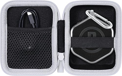 co2CREA Carcasa rígida compatible con Bushnell Golf Wingman Mini GPS Speaker (negroplateado)