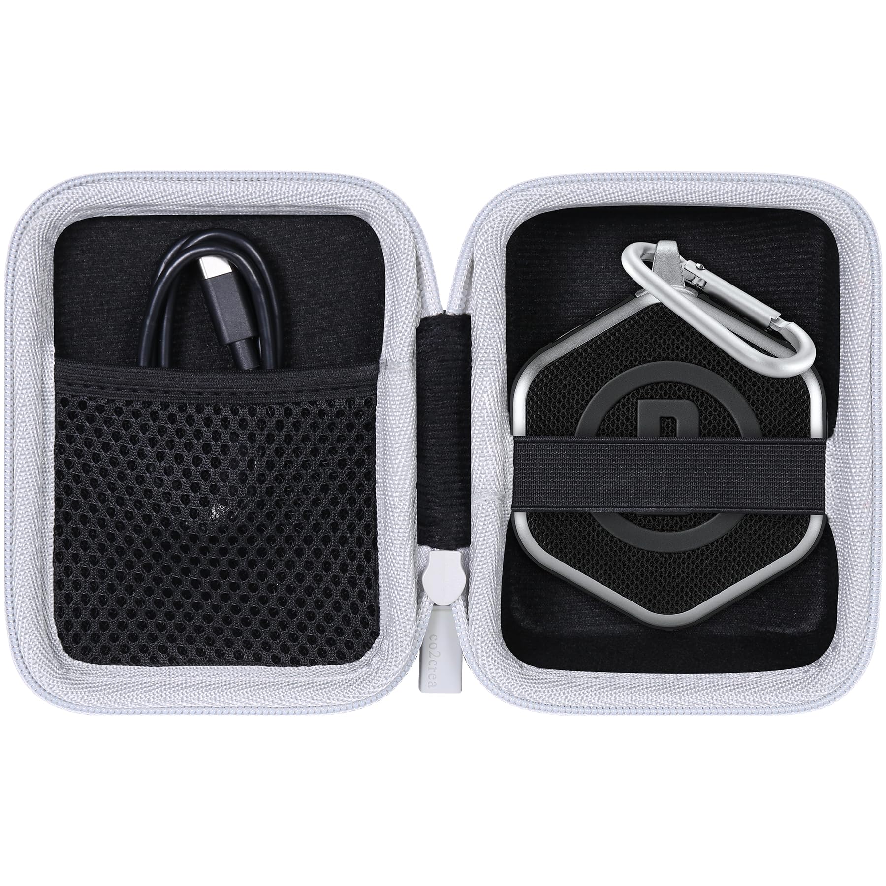 co2CREA Hard Case Compatible with Bushnell Golf Wingman Mini GPS Speaker (Black/Silver)