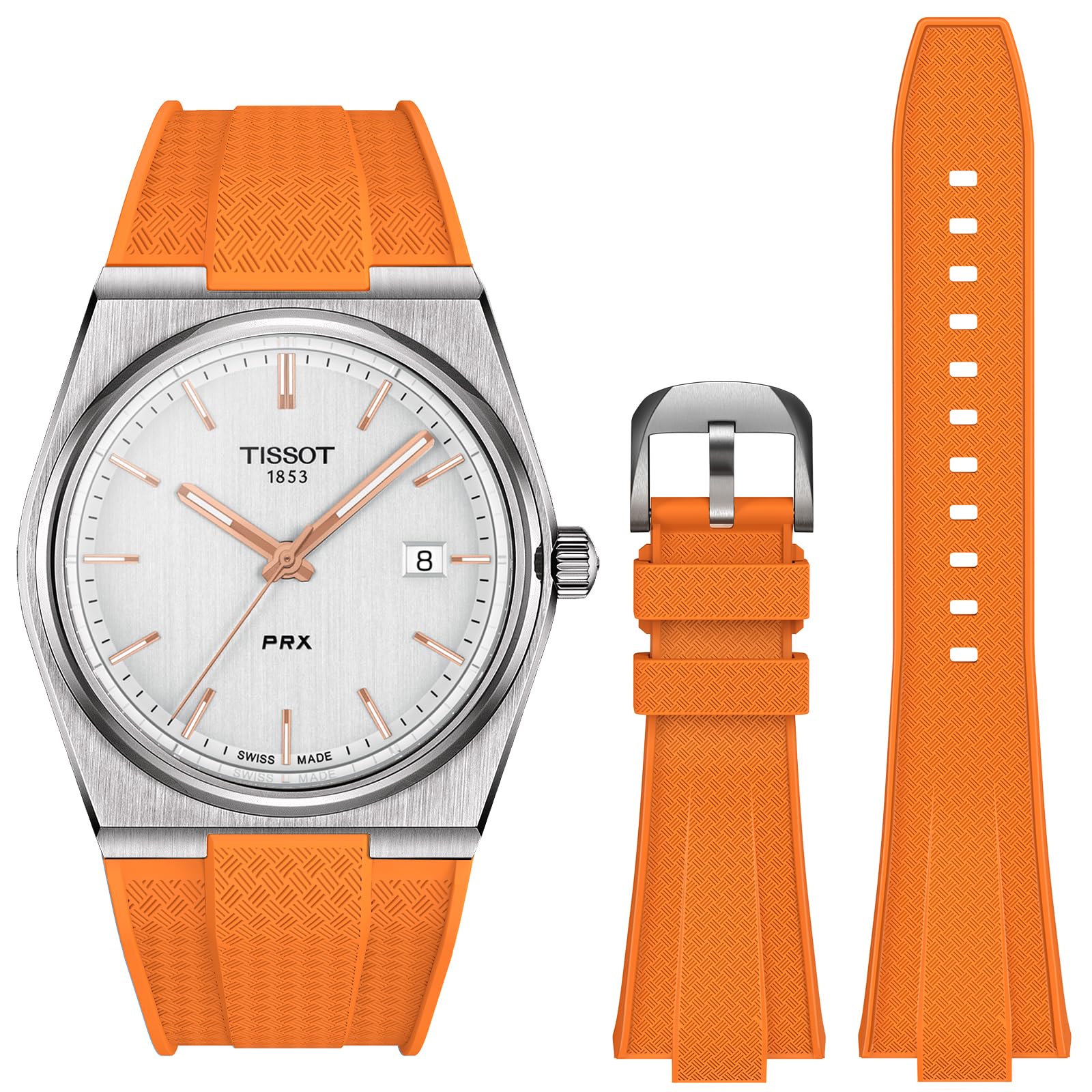 Tissot PRX Watch Band, Soft Liquid State Silicone for Men & Women, 12mm Replacement Band for PRX Series Watch, 40mm