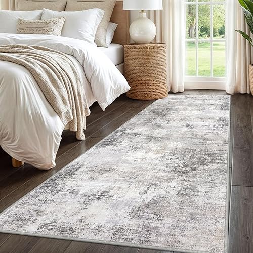 Miniatura 364 de IOHOUZE Alfombra pequeña abstracta de 2 x 3 pies, alfombra de entrada lavable para entrada interior, alfombras con respaldo de goma, alfombra gris