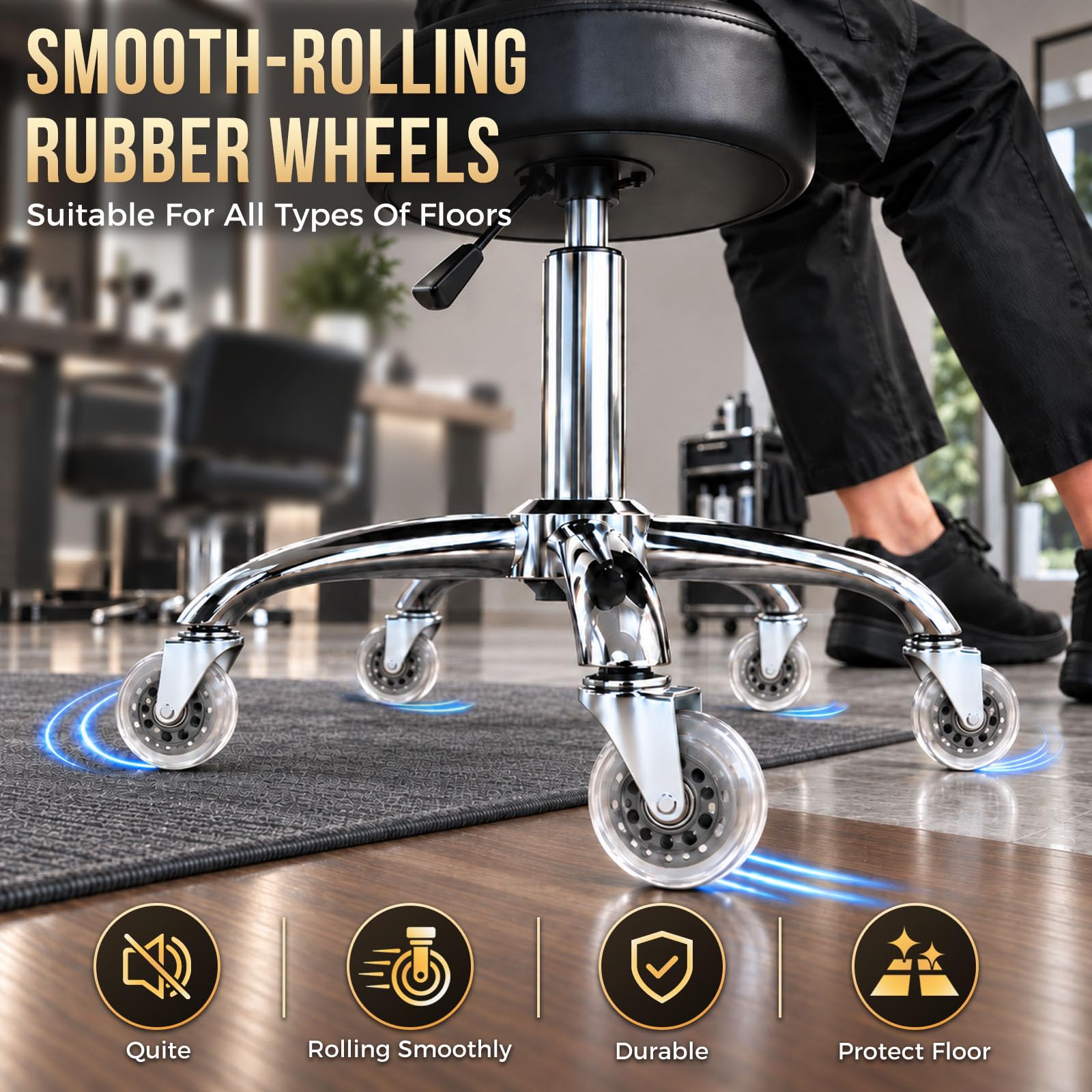 Heavy Duty Rolling Stool - Adjustable Height -5 Heavy Duty Rolling Stool - Adjustable Height -5