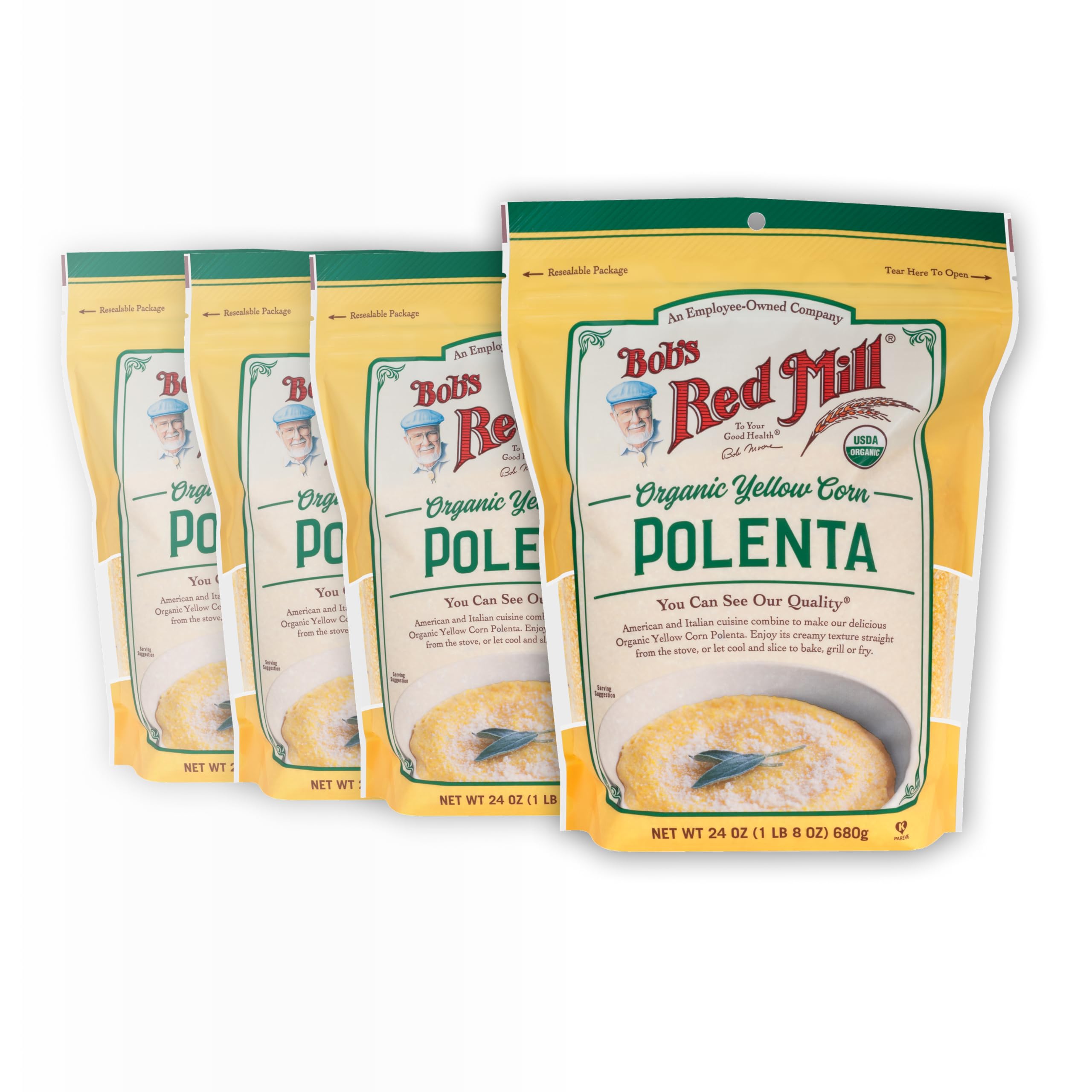 Bob's Red Mill Organic Corn Grits / Polenta, 24oz (Pack of 4) - Vegan, Kosher