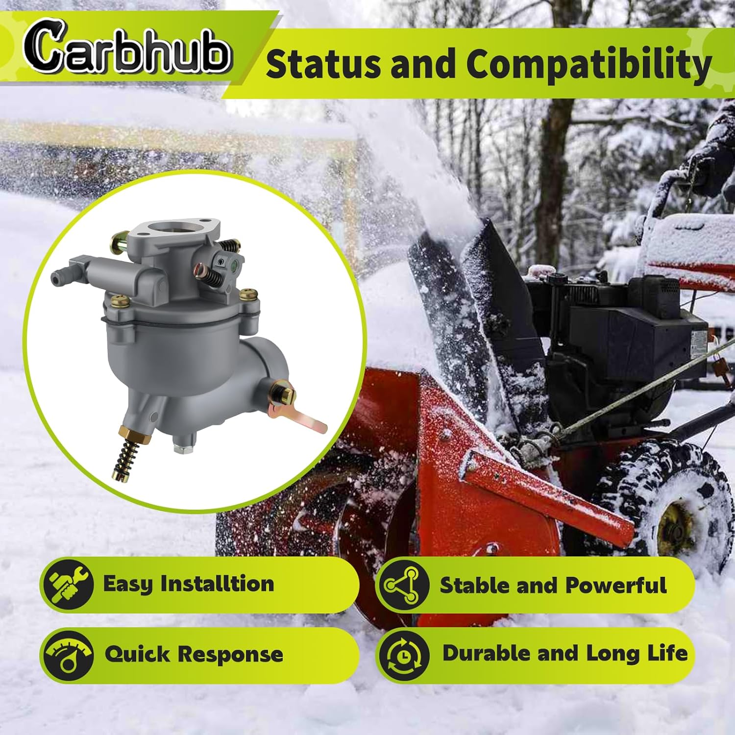 Carbhub Carburetor Replacement for 390323 394228 398170 7HP 8HP 9HP Horizontal Engines Troybilt Carb