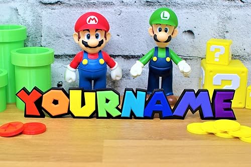 Miniatura 2 de Custom Mario Inspired Nameplate, 3D Printed Font Name, Teacher Desk Plaque, Kid Themed Playground Sign, Baby Nursery Crib Letters, Personalized Kart
