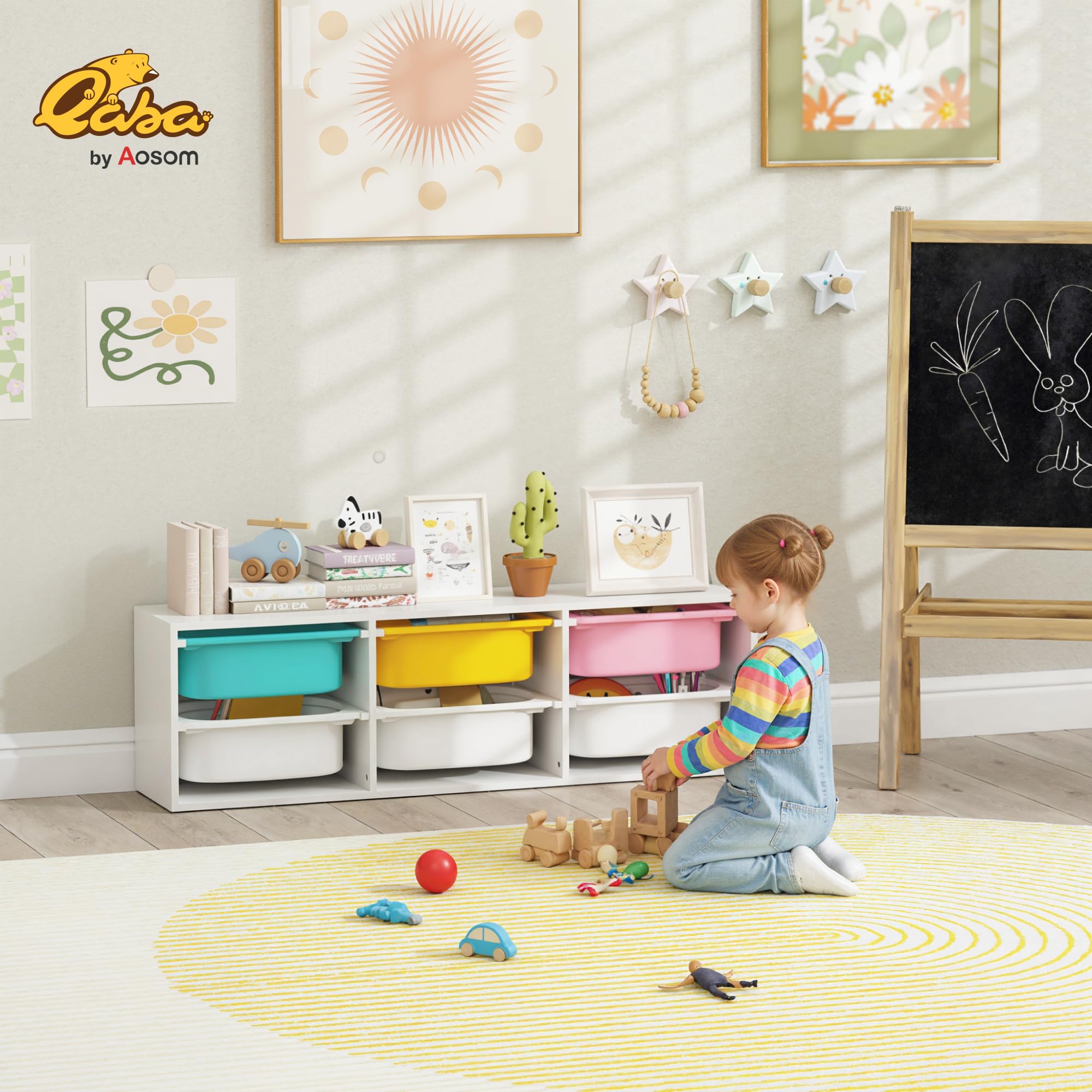 Qaba Kids Toy Storage Organizer with 6 Removable Plastic Bins, 2