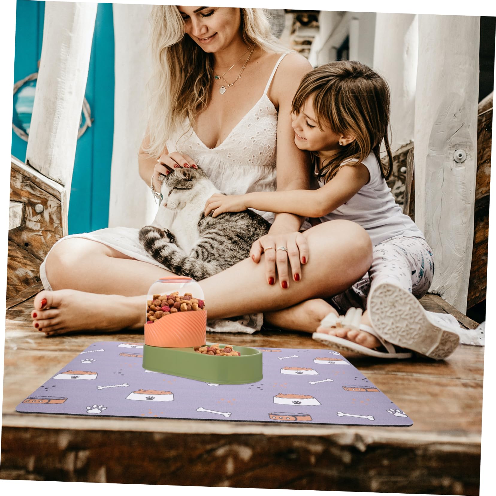 Sosoport 4pezzi Tappetino Antiscivolo Per Ciotole Di Cibo Per Animali Domestici Design Facile Da Pulire Materiale Sicuro e Leggero Per Uso Versatile Casa