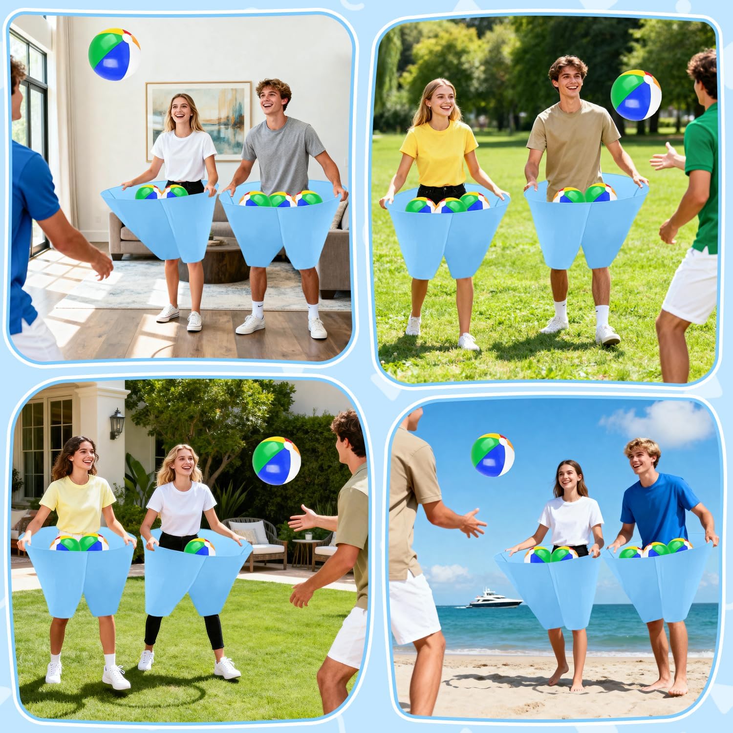 2PCS Granny Pants Game with 8 Bouncy Balls and 1 Air Pump (Random Colors), Granny Pants Outdoor Game Baby Shower Funny Party Game for Adults & Family, Giant Pants Catch Granny Pants Yard Game