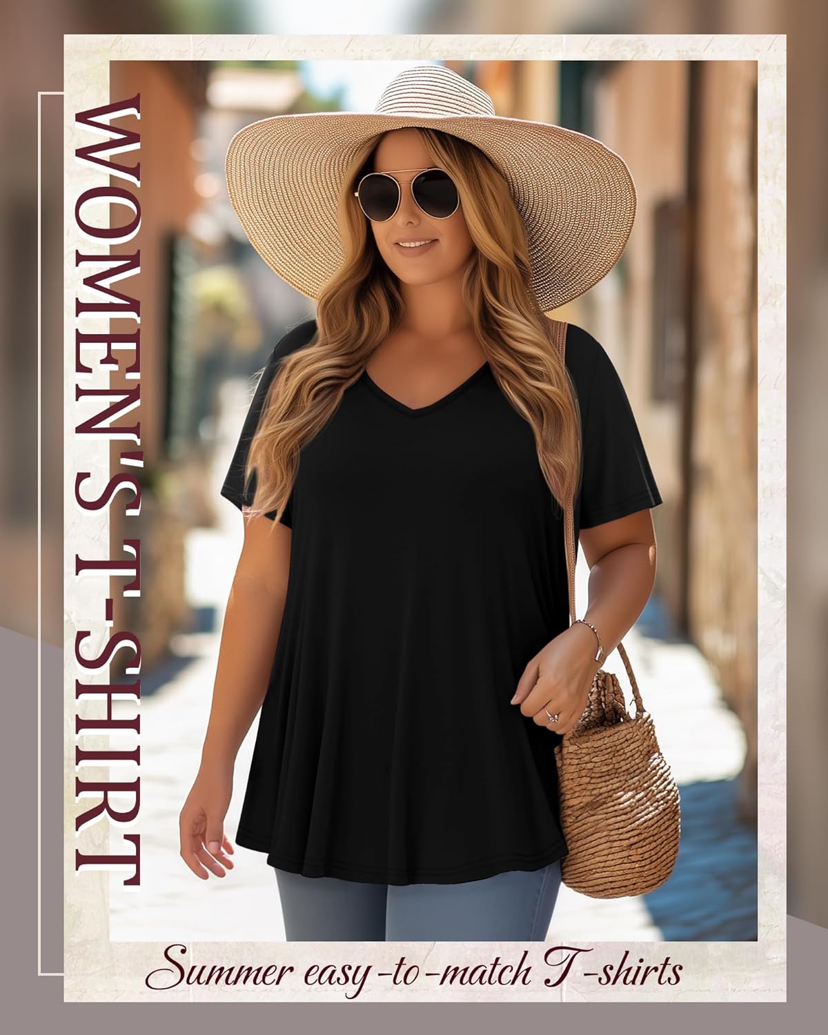 3 Pack Women's Plus Size Tops Short Sleeve Tunic Shirts V Neck Loose Flowy Swing Casual Summer Tees