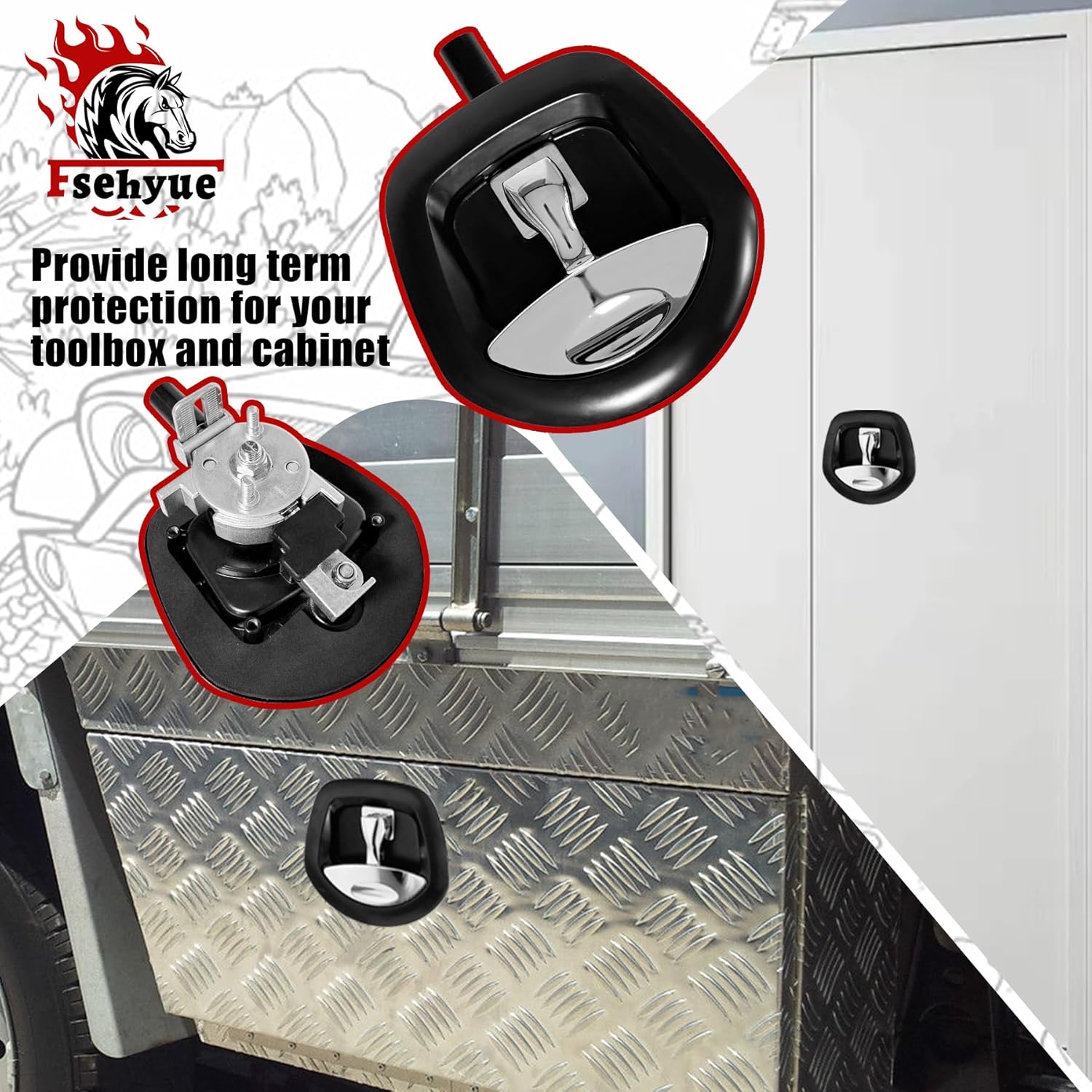 2Pcs Compression Whale Tail Locks Truck Tool Box Latch Toolbox Fishtail Lock Lever Replacement T Shaped Handle Paddle Lock with Key Suitable for Truck RVs Trailer Box Silver