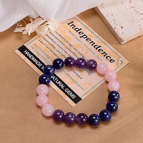 Vista 296 de MASSIVE BEADS Pulsera elástica de yoga hecha a mano con piedra natural, cristal curativo, energía, regalos para adultos unisex de 0.157 in, 0.236