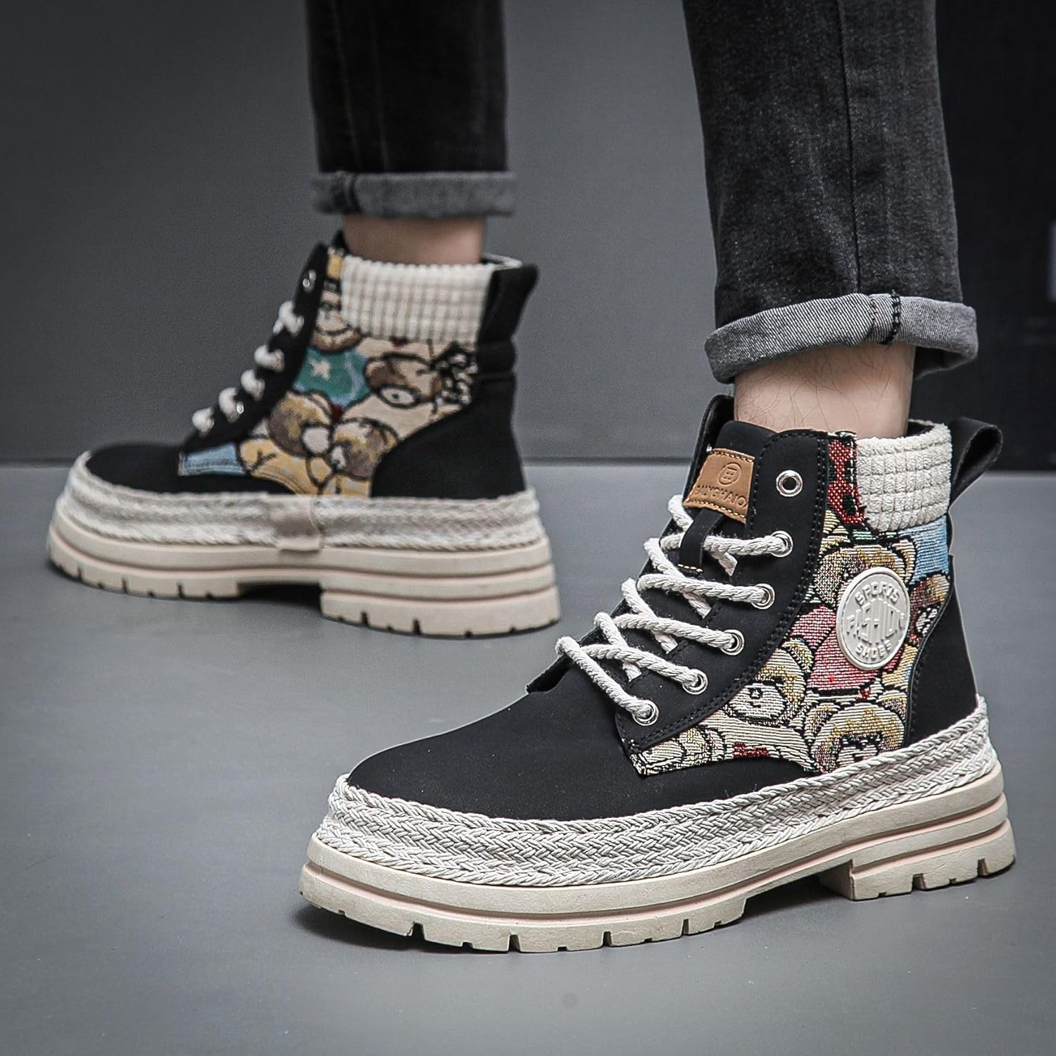 Men's High-top Boots with Non-Slip Soles for Outdoor Walking in Any Season