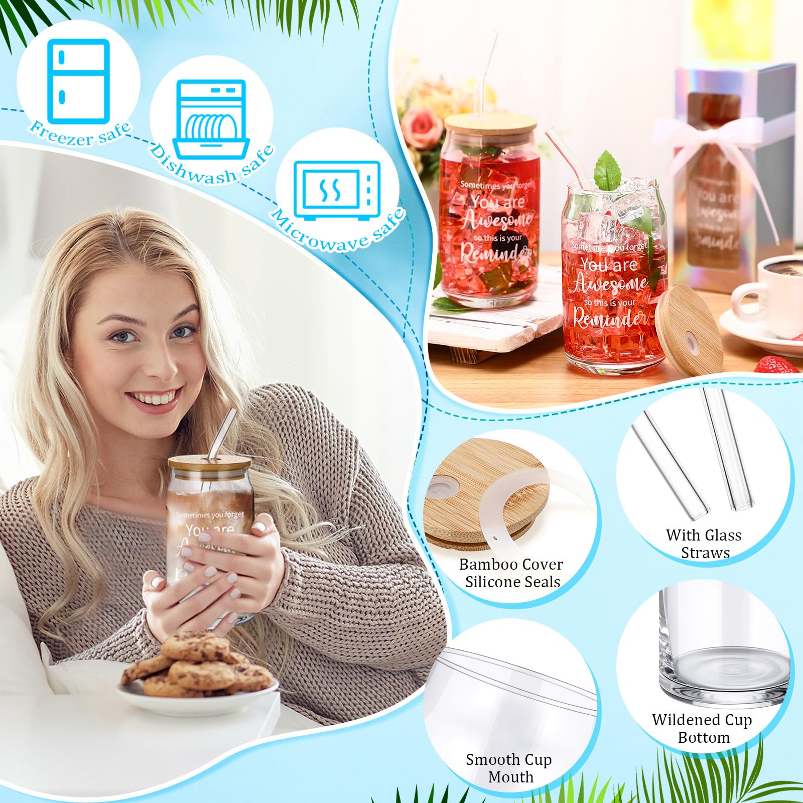 Uiifan Lot De 12 Gobelets En Verre En Forme De Canette De 473,6 G Avec Couvercles Et Paille Pour Infirmière, Cadeau Amusant Pour La Semaine Des