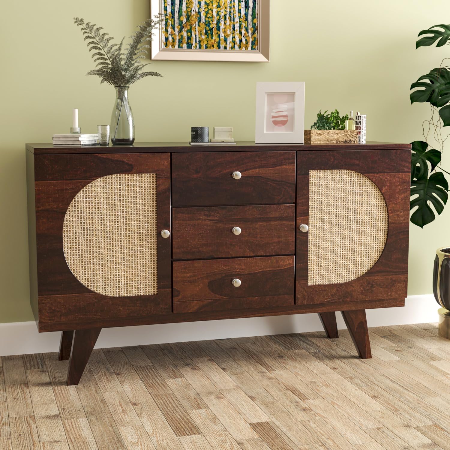 Solid Sheesham Cabinet Sideboard (Michael, Walnut Finish)-image-12