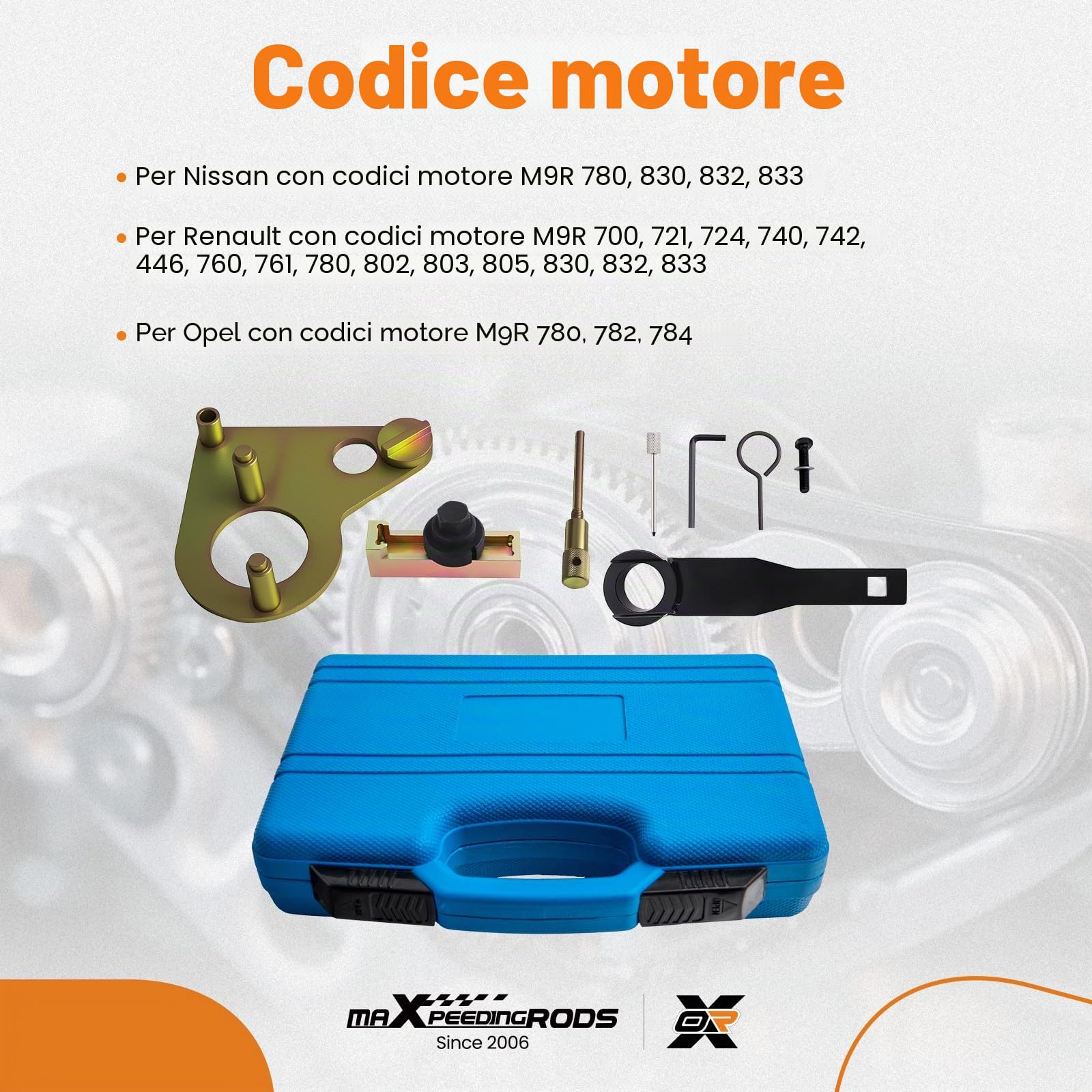 maXpeedingrods Albero a camme e albero motore per Renault Megane MOT 1770 | Attrezzo di regolazione motore per Nissan Opel Primaster Qashqai 2.0 DCI M9R 670 780 782 EN-48334 EN-48330