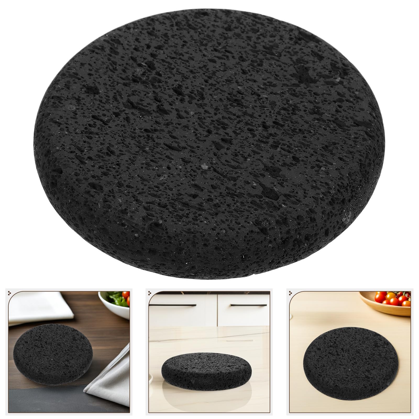 Alasum Pietra per Cottura Bistecche 15cm in Pietra Lavica | Distribuzione Uniforme del Calore, Facile da Pulire, per Pane e Carni, Uso Bbq e Cucina All'aperto