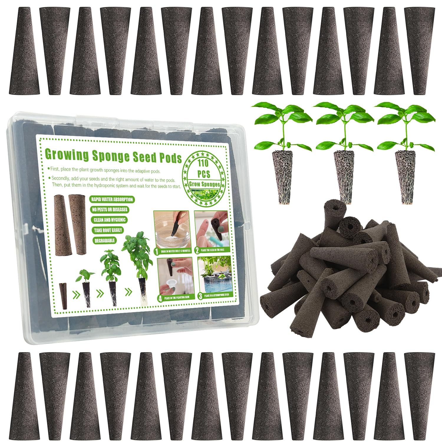 Éponges de culture racinaire saines pour kit de démarrage hydroponique AeroGarden x110