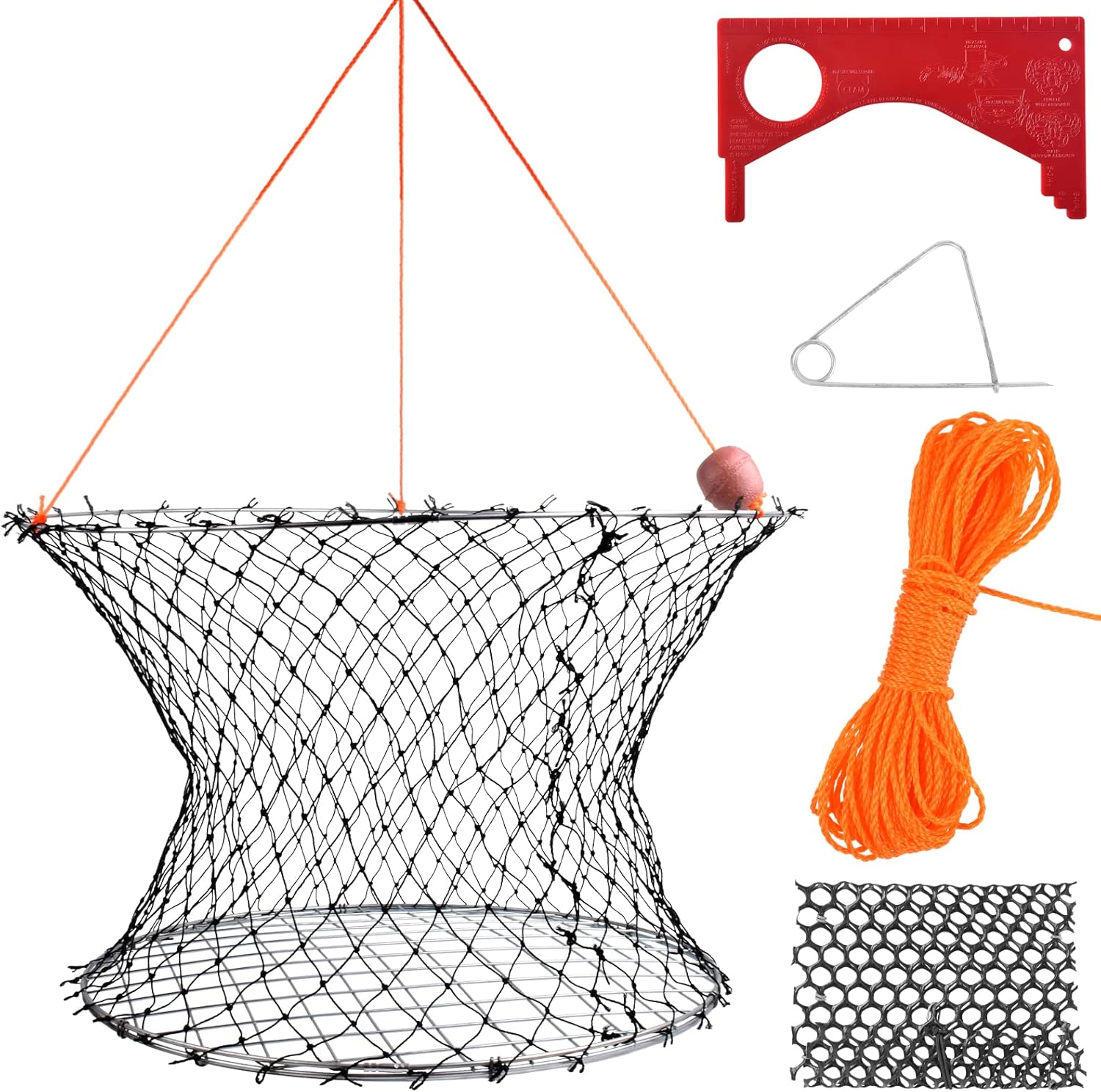 A1FISHER Double Ring Crab Trap Steel Ring Crab Net 24" Top