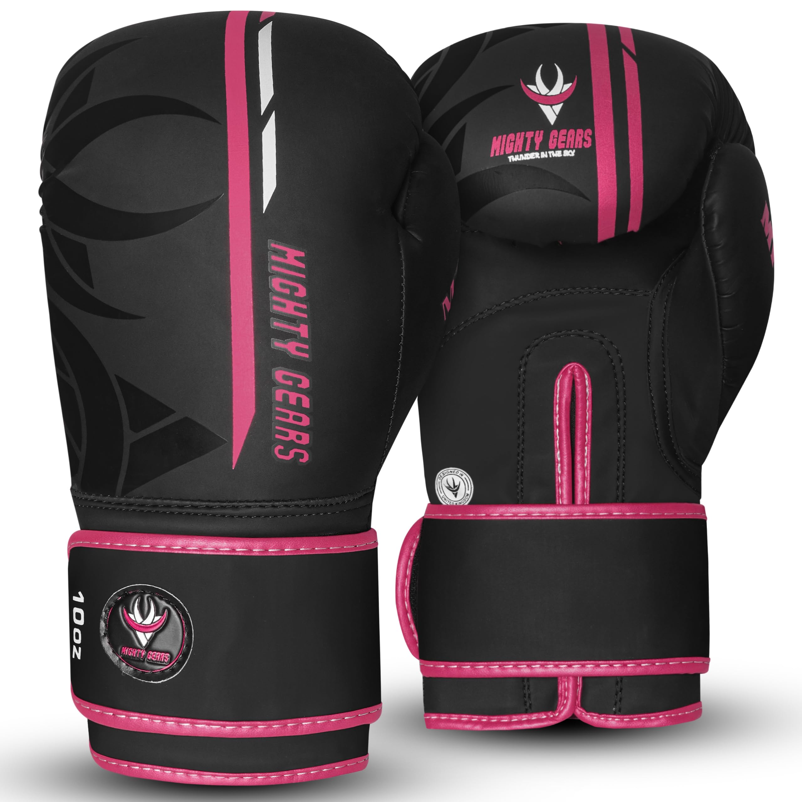 Mighty Gears Boxing Gloves Sparring Training Gloves for Punch Bag Boxing Gloves Mens Women Adult Muay thai MMA Gloves Kickboxing Fighting and Training Ventilated Palm Multi Layered (Pink, 12oz)