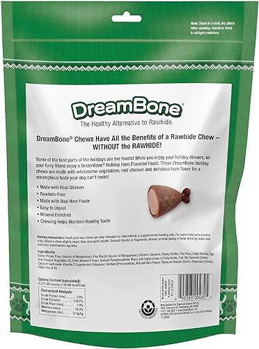 Miniatura 4 de DreamBone Paquete variado de 6 unidades, hecho con verduras reales y pollo, masticables sin cuero crudo para perros