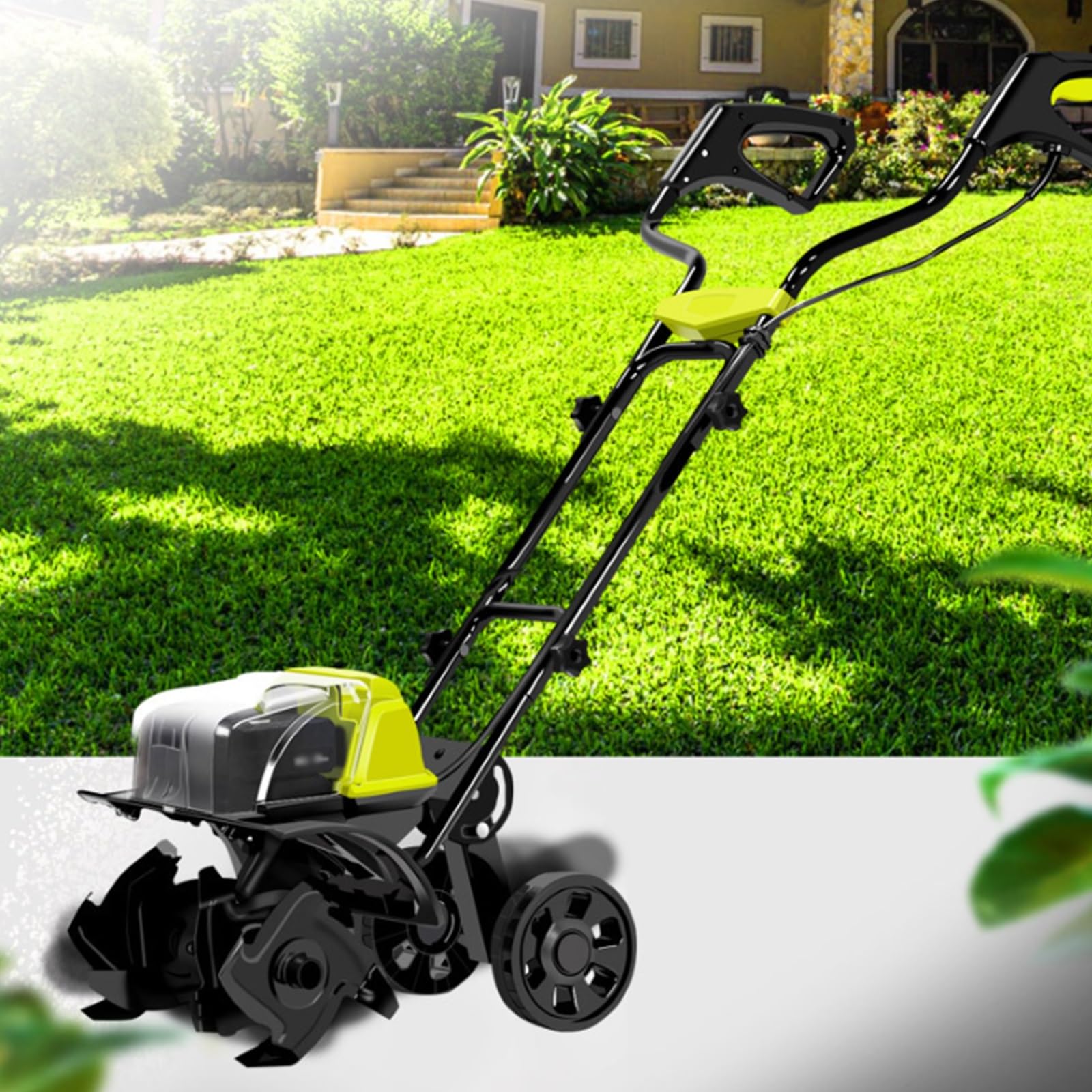 Motoculteur De Jardin, Motoculteur Électrique 180 TR/Min avec Double Interrupteur Marche/arrêt De Sécurité, Roue À Double Assistance, Motoculteur Électrique sans Fil