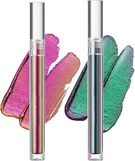 Multichrome Chameleon Liquid Eyeshadow,Liquid Glitter Eyeshadow Green Eyeshadow Stick Long Lasting Quick Drying Eye Makeup Kits(Green) (A,B)