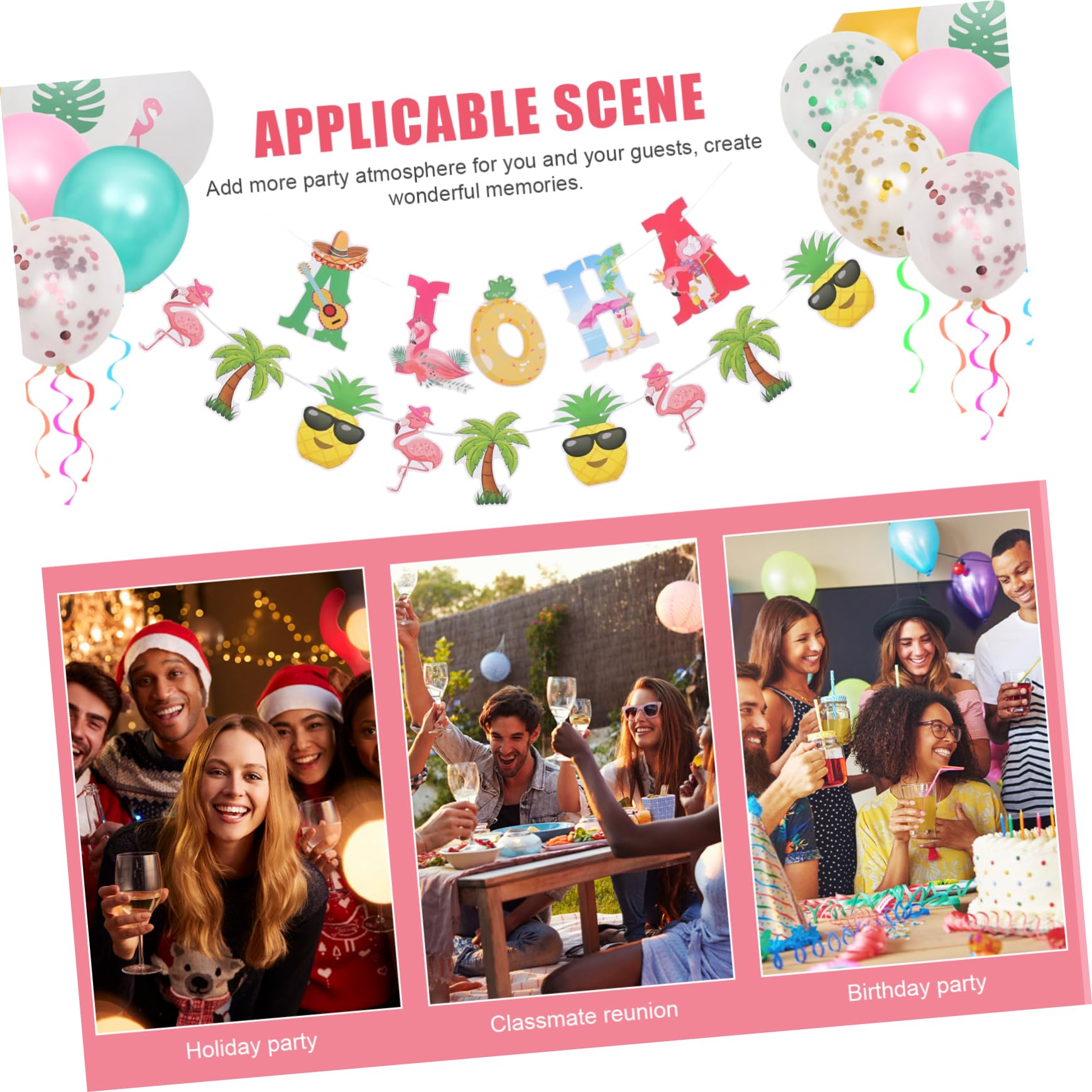 1set Decorazioni Per Compleanno Aloha Di Palloncini e Banner Riutilizzabili Per Feste Tema Hawaii Materiali Leggeri e Sicuri Facile Creazione Di Decorazioni Personalizzate Per