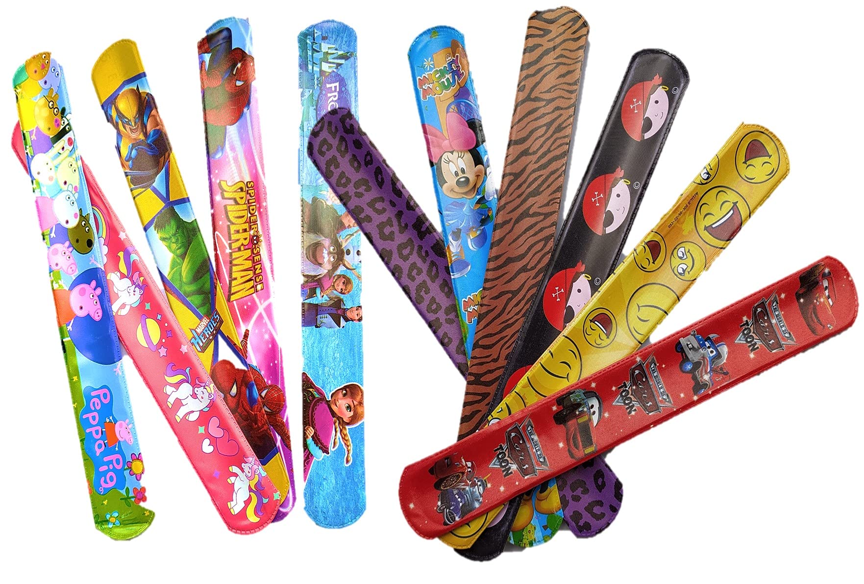 Birthday PopperAssorted Theme Slap Bracelet Bands (Pack of 12) Birthday Return Gifts for Boys and Girls of all age group