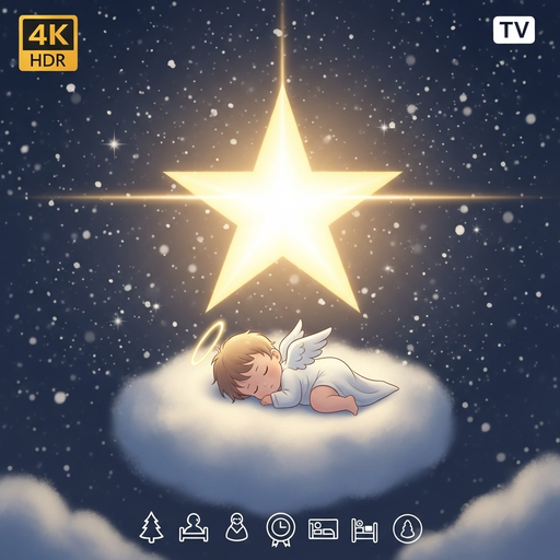 “Heavenly Christmas Sleep: Angel Baby Resting on a Soft Cloud – 4K Serene Holiday Screensaver with Warm Celestial Glow for Fire TV & Tablets”