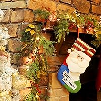 Vista 6 de Guirnalda de Navidad iluminada de 6 pies, guirnalda de Navidad a pilas con luces, guirnalda preiluminada con bolas rojas para interiores, hogar